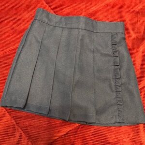 Stylish Navy Blue  Pleated Kids Skirt And Dress Bundle